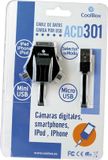 CoolBox ACD 301 USB-kabel 1 m microUSB/miniUSB/Apple iPhone Zwart