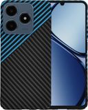 Techsuit Hoesje geschikt voor Realme C63 / C61 - Carbonite FiberShell Carbon Back Cover - Blauw/Zwart