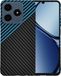 Techsuit Hoesje geschikt voor Realme C63 / C61 - Carbonite FiberShell Carbon Back Cover - Blauw/Zwart