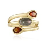 Cavill - Elegante 18K Vergulde 925 Sterlingzilver Ring - Labradoriet 1,17 ct & Madeira Citrien 0,81 ct - Bezelzetting - Dames Sieraad