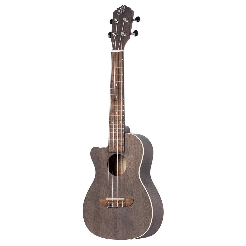Ortega RUCOAL-CE-L Earth Series Concert Ukulele - Coal Black - Left-Handed - Electro-Acoustic