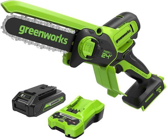 Greenworks 24V Mini Accu Kettingzaag - 10cm Zaagblad - Incl. Accu & Lader