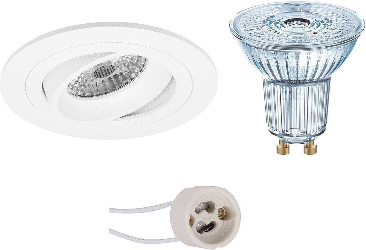 Qualu LED Spot Set - OSRAM Parathom PAR16 927 36D - Proma Alpin Pro - GU10 Fitting - Dimbaar - Inbouw Rond - Mat Wit - 5.5W - Warm Wit 2700K - Kantelbaar Ø92mm