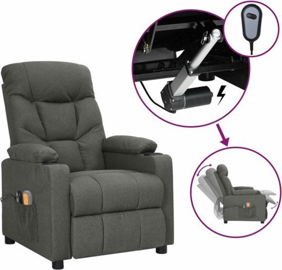 vidaXL Massagestoel elektrisch stof donkergrijs