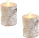 Anna's Collection Stompkaars - 2x - LED - berkenhout wit - H10 cm - bewegende vlam