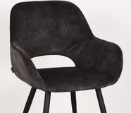 LABEL51 Chaise de salle à manger - Gris - Velours - Métal noir