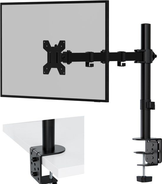 Auronic Monitorarm - 1 Scherm - 13 tot 27 Inch - VESA 75x75 en 100x100 mm - Zwart