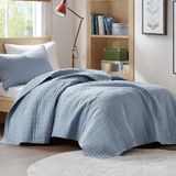 Comfort Spaces Het hele seizoen, lichtgewicht, sprei beddengoed, bijpassende shams, microvezel, blauw, dekbed twin/twin XL (66 x 90 inch)