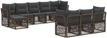 vidaXL Banc de jardin - Ensemble - 10 places assises - Gris - Polyrattan