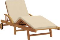 vidaXL Ligstoel Massief Acacia Hout Beige