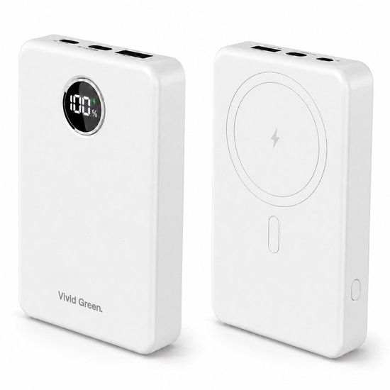 Vivid Green Draadloze Powerbank 10.000 mAh - Wit