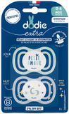 Dodie Extra 2 Anatomische Symmetrische Fopspenen Dag Nacht 0-6 Maanden (Modellen : Kleine groene liefde/Blauwe sterren & maan)