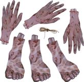 Merkloos / Sans marque Espa Nv Horror/halloween thema vlaggenlijn feestslinger - bloederige ledematen - plastic - 183 x 30 cm