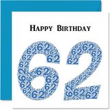 Leuke Shapecloud Leuke 62e verjaardagskaarten voor mannen - Happy Birthday-kaart voor papa mama opa oppas oma oom tante neef, 145 mm wenskaarten