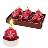 Dekohelden24 Set van 6 theelichtjes kerstballen, kerstboombal in rood, afmetingen per theelicht (l x b x h): 4 x 4 x 5 cm.