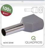 Quadrios 22C438 Dubbele adereindhulzen 4 mm² Deels geïsoleerd Grijs 1 set(s)