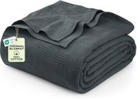 Utopia Bedding 100% katoen deken (Queen Size - 228 x 229 cm) 350 g/m², lichtgewicht thermische deken, zachte ademende deken voor alle seizoenen (rookgrijs)