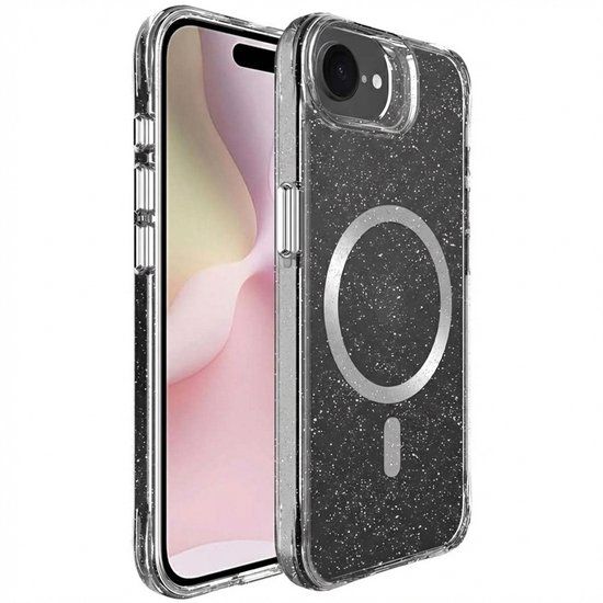imoshion Hoesje - Geschikt voor Apple iPhone 17e / 16e - Glitter Backcover geschikt voor MagSafe 2.0 - Zilver