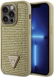 Guess Rhinestones Triangle Logo Back Cover - Apple iPhone 14 Pro - Gold