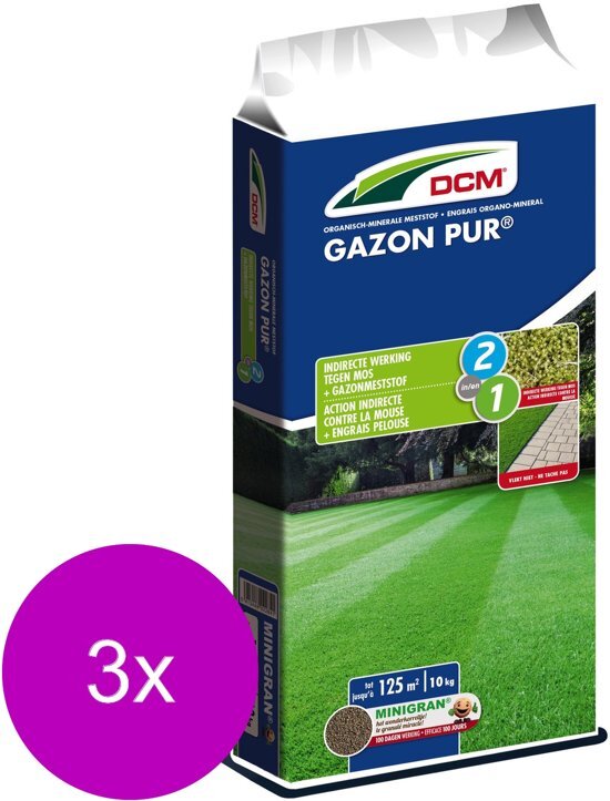 DCM Gazon Pur 125 m2 - Gazonmeststoffen - 3 x 10 kg (Mg