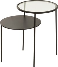 J-Line Bijzettafel 2 Niveau Metaal/Glas Zwart Small