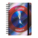 Marvel Captain America Bouclier 22/23 A5 Académique Semaine sur 2 pages 12 mois Journal Bleu Enfants