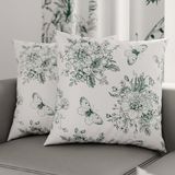 PETTI Artigiani Italiani - 1 paar kussenslopen 45 x 45 cm van microvezel, decoratief kussen voor slaapkamer, bank, woonkamer, set van 2 kussenslopen, kussensloop Botanic 03 groen, 100% Made in Italy