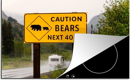 KitchenYeah® Inductie beschermer 77x51 cm - Waarschuwingsbord beren - Inductiebeschermer voor Inductie Kookplaat