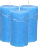 Atmosphera Stompkaars - 3x - helder blauw - 7 x 13 cm - cilinderkaars
