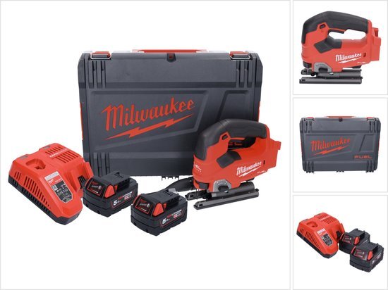 Milwaukee M18 FJS-502X 18V Li-Ion accu Decoupeerzaagmachine set 2x 5.0Ah accu in HD-Box - koolborstelloos