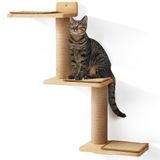 Merkloos Kattenklimwand van Natuurlijk Rubberhout - Met Jute Krabpaal