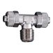 T-schroefverbinding, RIEGLER T-schroefverbinding, AG conisch, R 1/8, voor slang 4/2 mm, SW 9, werkdruk max. 18 bar, messing vernikkeld