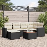 Maison Exclusive - Ensemble de meubles de jardin 7 pièces avec canapé et coussins, noir, en polyrotin