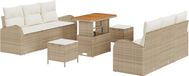 vidaXL Tuinbank Set met Kussen 9 Stuks Beige Polyrattan