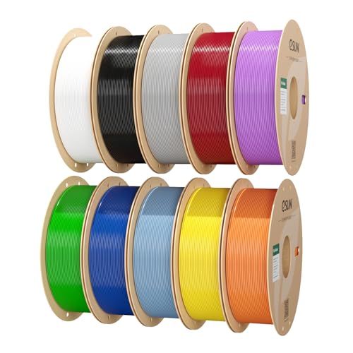 eSUN PLA Basic filament 10 kg, 1,75 mm, zwart + koud wit + grijs + vuurrood + geel + blauw + groen + oranje + zilver + paars
