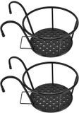 Unyqoos® Set de 2 crochets de suspension pour pots de fleurs, en fer, résistant à la rouille, taille standard – adapté pour fixation sur balcon, rambarde, mur ou plafond