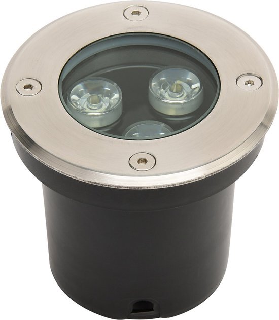 BES LED LED Grondspot - Aruz - Inbouw Rond - 3W - Waterdicht IP67 - Natuurlijk Wit 4000K - Rond - Mat Chroom - RVS