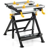 Costway - Établi Pliant Avec Plateforme Inclinable 7 Hauteurs Réglables/support De Scie Garage Cadre En Aluminium Avec 2 Poignées De Serrage Et 8 Pinces Coulissantes/tréteau Plan De Travail Portable