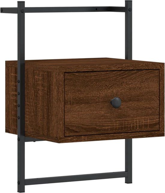 vidaXL Nachtkastje - Wandgemonteerd - Hout - Bruin Eikenkleur