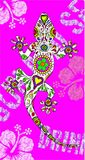 Miracle Home Microvezel strandlaken Lagartija, 100% Poliester, Rosa, 75 X 145 Cm.