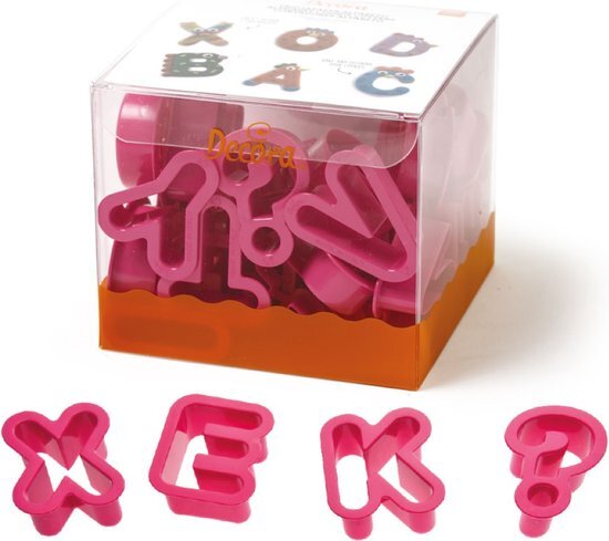 Decora KIT 27 Cookie Cutters DIM. 5,2 X H 2,2 cm Uitsteekvormen Alfabet Set, plastic, roos, 13,5 x 15 x 15 cm