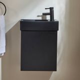 Hudson Reed Cluo Meuble lave-mains suspendu – 40 cm – Gris noir – Avec lavabo noir – Avec poignée invisible noire