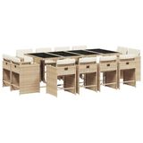 vidaXL 13-delige Tuinset met kussens, poly rattan, beige