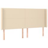 VidaXL Hoofdbord met randen 147x16x78/88 cm stof crèmekleurig
