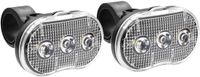 Benson Lampe de vélo - 2x - LED - blanc - résistant à l'eau - 3 fonctions - piles incluses