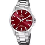 Festina F20024/7 Polshorloge Heren Rood Staal Saffierglas 10 ATM