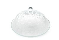 Excelsa Daisy Serveerbord met bel, glas, diameter 30,5 cm, reliëfdecor