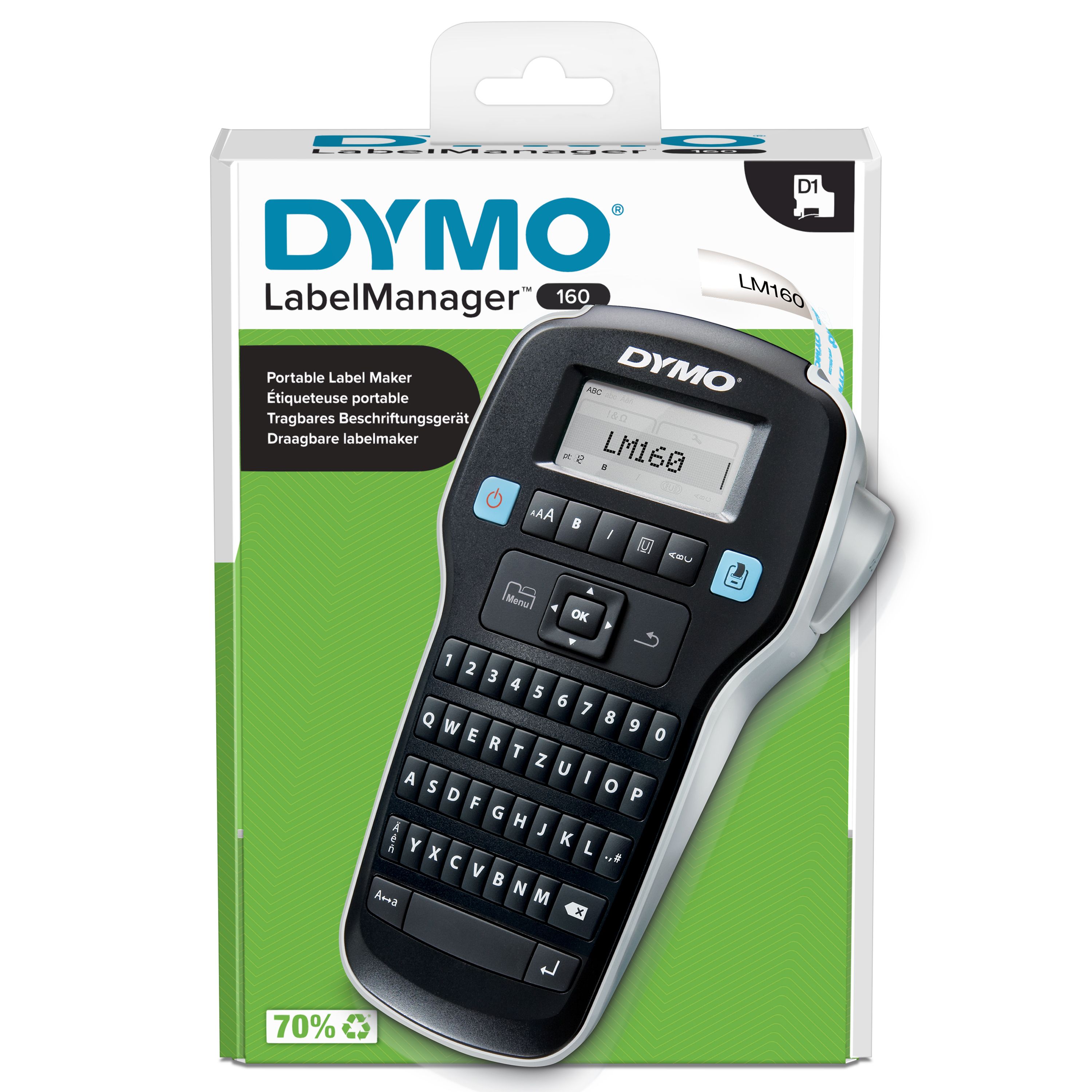 DYMO LabelManager 160 - Labelprinter - QWERTZ - Zwart/Wit - 12mm - Draagbaar
