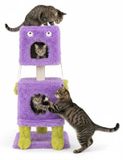 Merkloos Purple Cat House with 2 Plush-Covered Habitats