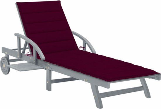 VidaXL Ligbed met kussen massief acaciahout